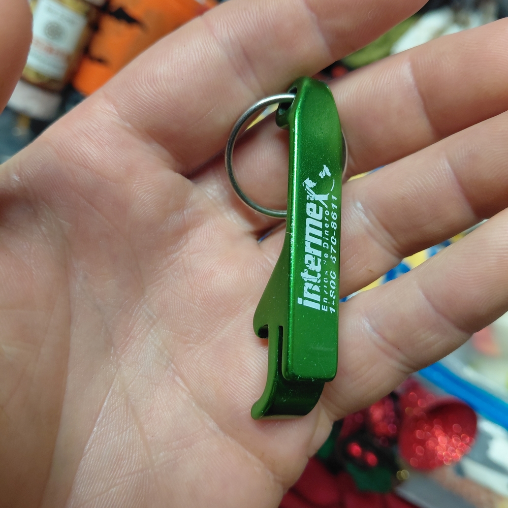 INTERMIX Green Metal Keychain Bottle Opener